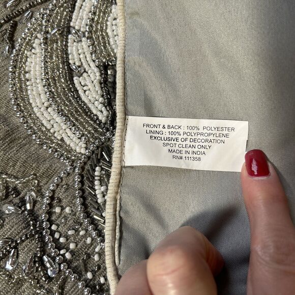 Beaded Silver Harvest Pumpkins Table Runner Thanksgiving Home Dining Kitchen - Picture 5 of 6